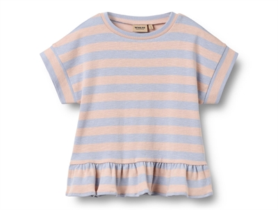 Wheat Marie t-shirt powder stripe with ruffle edge