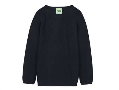 FUB rib blouse dark navy in merino wool