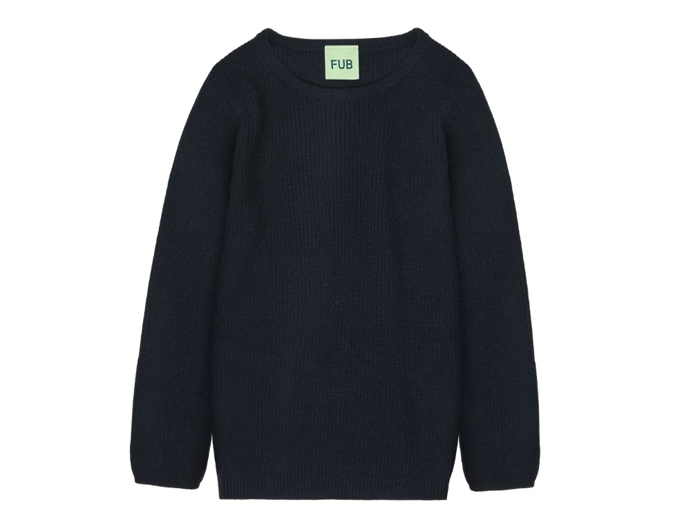 FUB rib blouse dark navy in merino wool