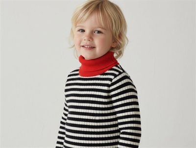 FUB turtleneck blouse ecru/dark navy in merino wool