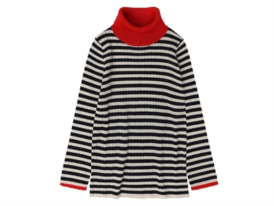FUB turtleneck blouse ecru/dark navy in merino wool