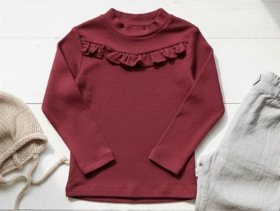 Wheat t-shirt rib ruffle burgundy