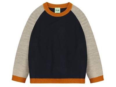 FUB blouse dark navy color block in merino wool
