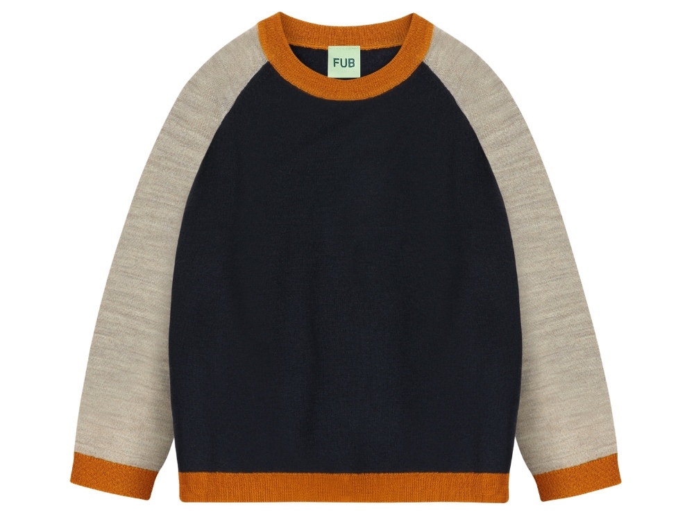 FUB blouse dark navy color block in merino wool