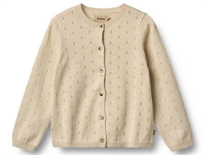 Wheat Maia cardigan sandshell with eyelet pattern
