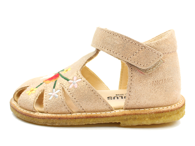 Buy Angulus sandal copper glitter with flowers at MilkyWalk