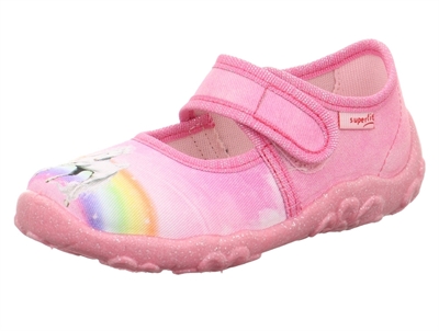 Superfit BONNY slippers pink textile with unicorn and rainbow motif