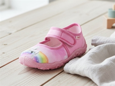 Superfit BONNY slippers pink textile with unicorn and rainbow motif