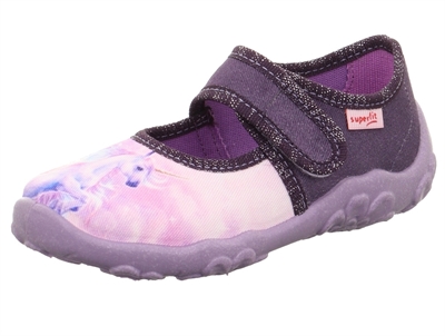 Superfit BONNY slippers purple textile with unicorn motif