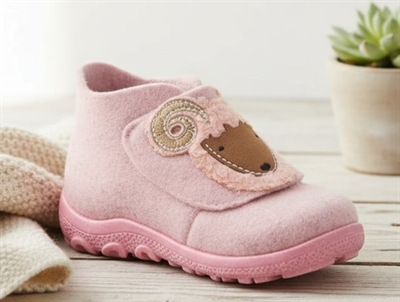 Superfit Happy slippers in pink wool felt with ram