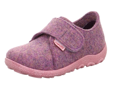 Superfit HAPPY OCTI slippers purple wool felt with velcro