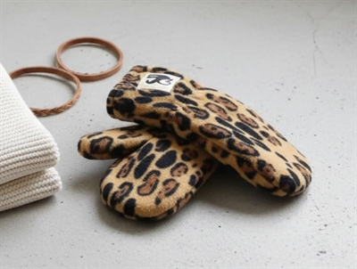Mini Rodini beige leopard mittens fleece