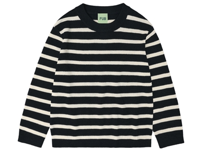FUB knit sweater dark navy/ecru in merino wool