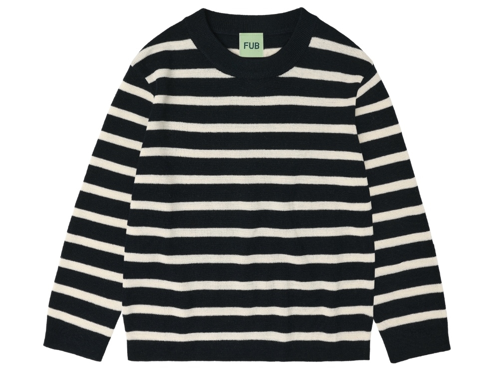 FUB knit sweater dark navy/ecru in merino wool