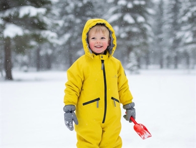 Ver de Terre yellow rubber snowsuit  