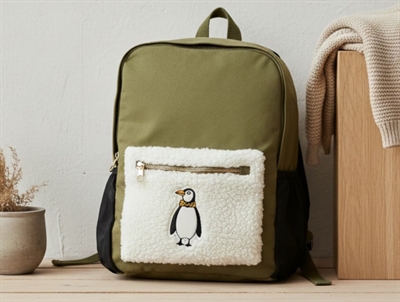Mini Rodini green penguin backpack