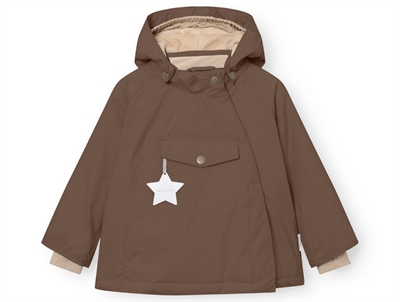 Mini A Ture Wang winter jacket chestnut brown with fleece lining and star reflector