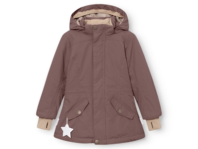 Mini A Ture Velaja winter jacket peppercorn plum with detachable hood