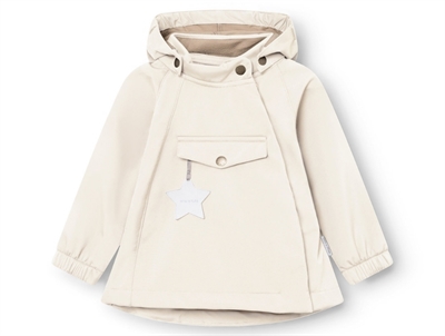 Mini A Ture Wai softshell transitional jacket angora cream with pointed hood