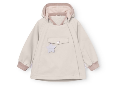 Mini A Ture Wai softshell transitional jacket angora cream with pointed hood