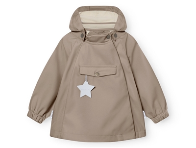 Mini A Ture Wai softshell transitional jacket angora cream with pointed hood