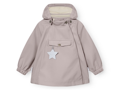 Mini A Ture Wai softshell transitional jacket angora cream with pointed hood