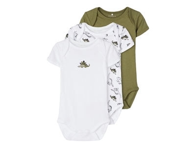 Name It loden green dino bodysuit (3-pack)