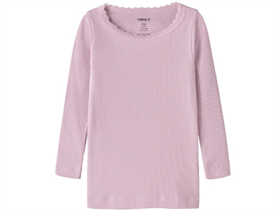 Name It rib blouse delicioso melange with lace edge