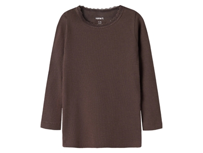 Name It rib blouse delicioso melange with lace edge