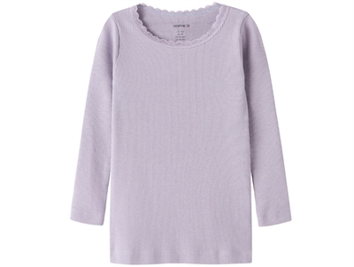Name It rib blouse delicioso melange with lace edge