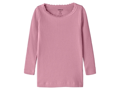 Name It rib blouse delicioso melange with lace edge