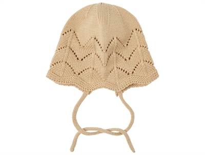 Lil Atelier warm sand/melange knit baby hat cotton