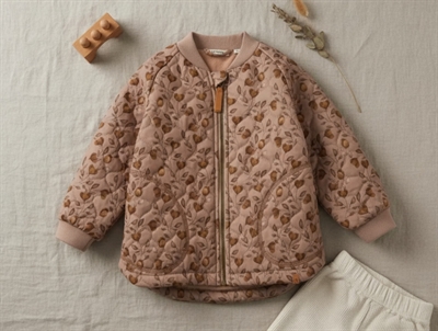 Lil Atelier nougat print thermal jacket with fleece lining