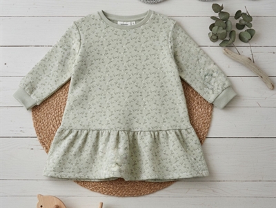 Lil Atelier sweat dress moss gray flowers