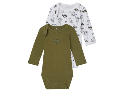 Name It bright white dinoprint bodysuit (2-pack)