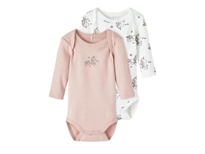 Name It bright white unicorn bodysuit (2-pack)