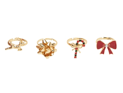 Name It rings gold color with Christmas motifs (4-pack)