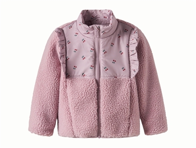 Name It teddy jacket violet ice with ruffle details