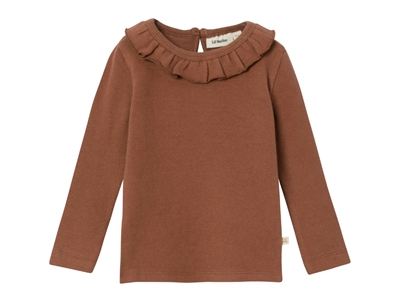 Lil Atelier carob brown ruffle blouse
