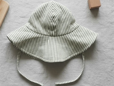 Lil Atelier dried sage striped swim hat UPF 50+