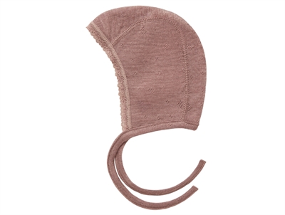 Name It baby bonnet antler in merino wool with eyelet pattern and lace trim