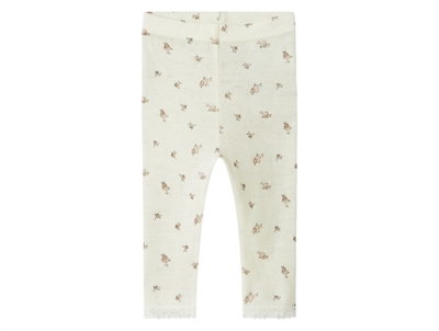 Name It leggings snow white with floral print in merino wool