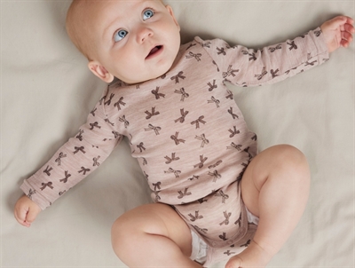Name It bodysuit shadow gray in merino wool with bow print