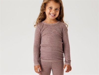 Name It wool blouse antler in merino wool with eyelet pattern and lace trim