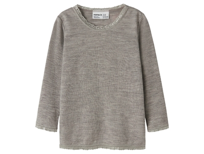 Name It blouse satellite in merino wool with eyelet pattern and lace trim