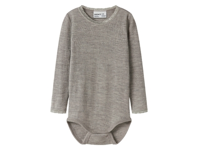 Name It bodysuit satellite in merino wool with eyelet pattern and lace trim