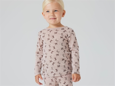 Name It blouse shadow gray in merino wool with bow print
