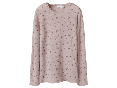 Name It blouse shadow gray with floral print merino wool