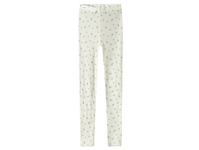 Name It leggings snow white with floral print and eyelet pattern merino wool