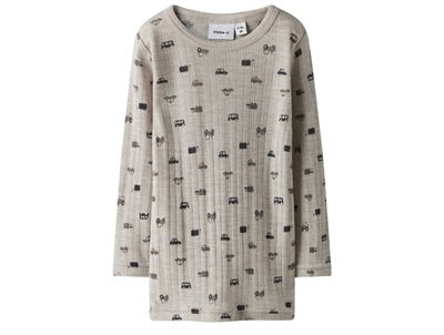 Name It blouse nacreous cloud in merino wool car print